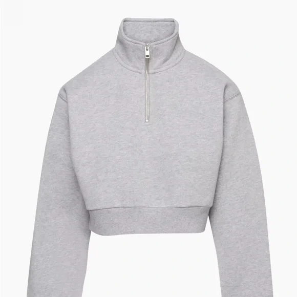 TNA Aritzia Large Dusty Mauve Cozy Fleece Perfect ¼ Zip Sweatshirt - Picture 1 of 2